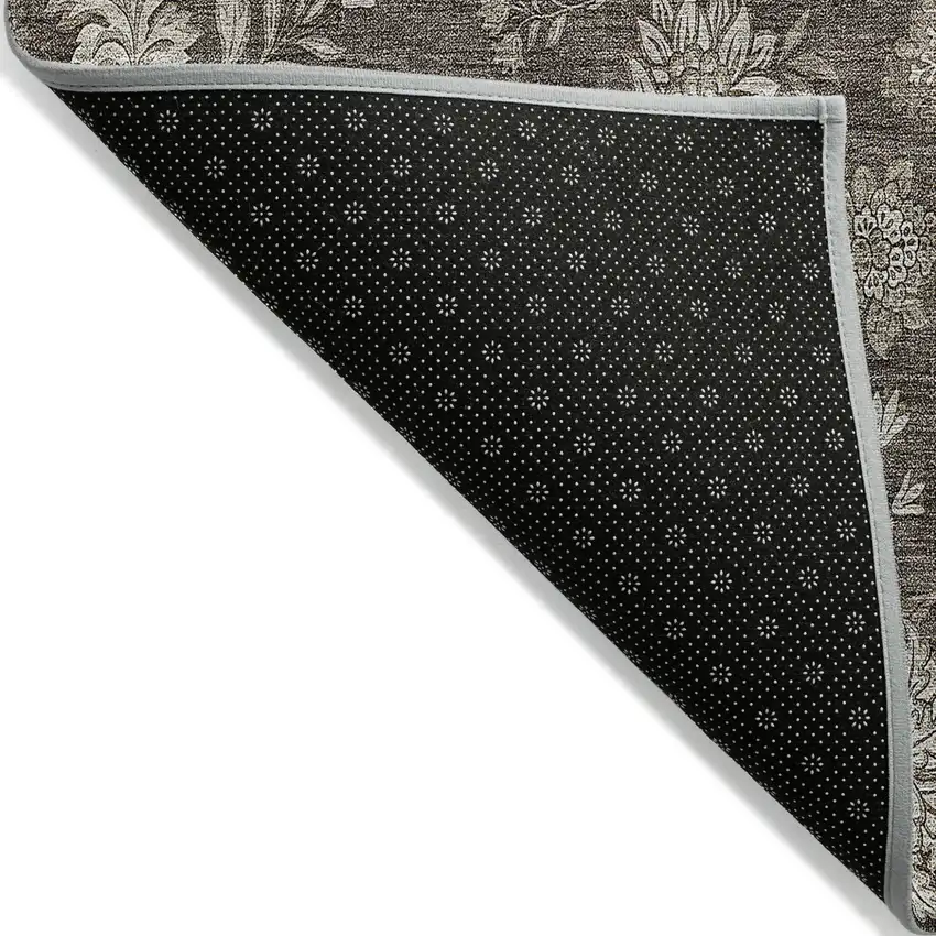 Chocolate Beige And Taupe Floral Washable Indoor Outdoor Area Rug Photo 4