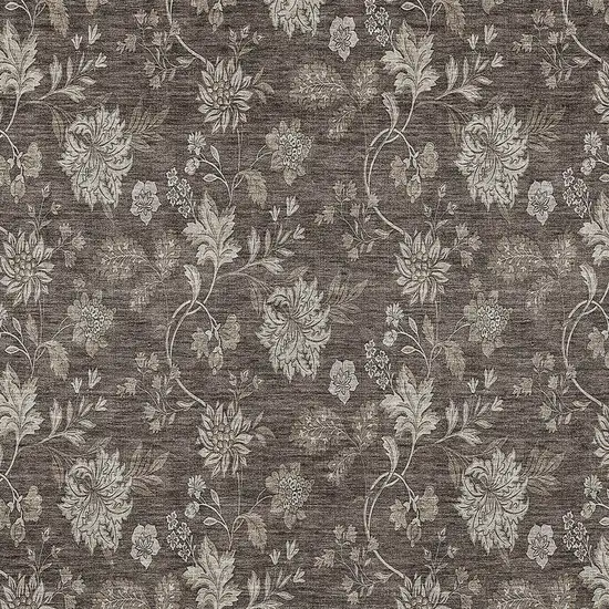 Chocolate Beige And Taupe Floral Washable Indoor Outdoor Area Rug Photo 6