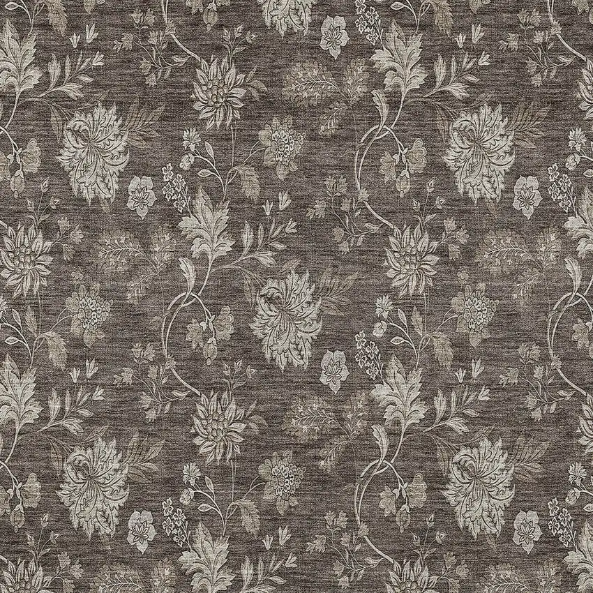 Chocolate Beige And Taupe Floral Washable Indoor Outdoor Area Rug Photo 6