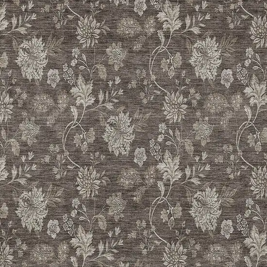 Chocolate Beige And Taupe Floral Washable Indoor Outdoor Area Rug Photo 6