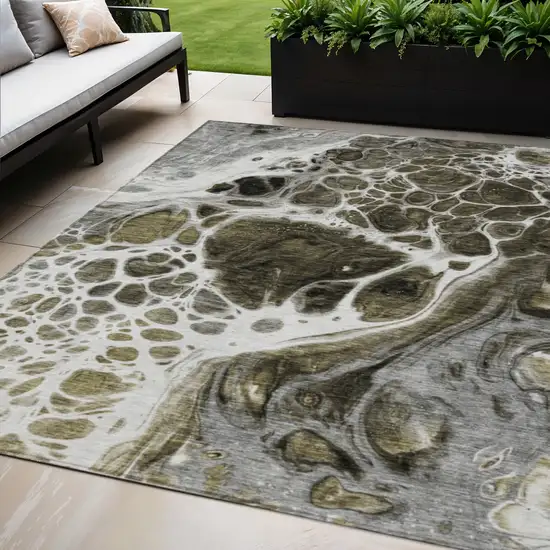 Chocolate Beige And Taupe Nautical Washable Indoor Outdoor Area Rug Photo 1