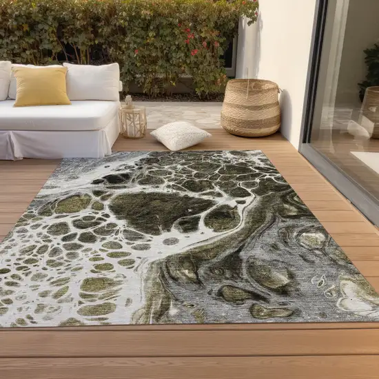 Chocolate Beige And Taupe Nautical Washable Indoor Outdoor Area Rug Photo 8