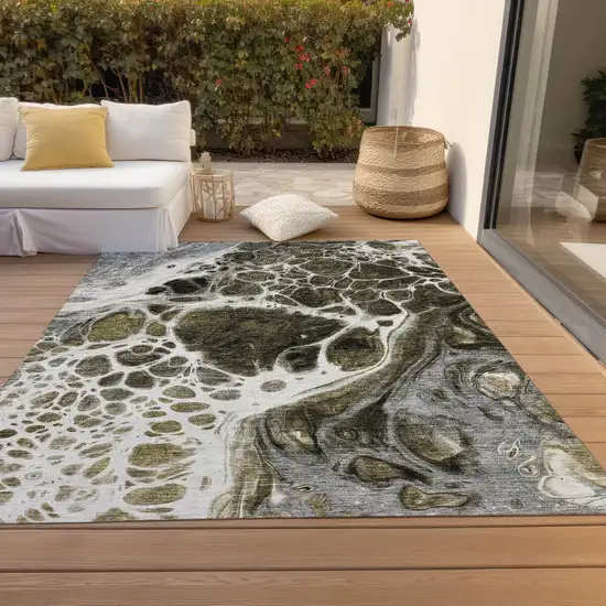 Chocolate Beige And Taupe Nautical Washable Indoor Outdoor Area Rug Photo 8