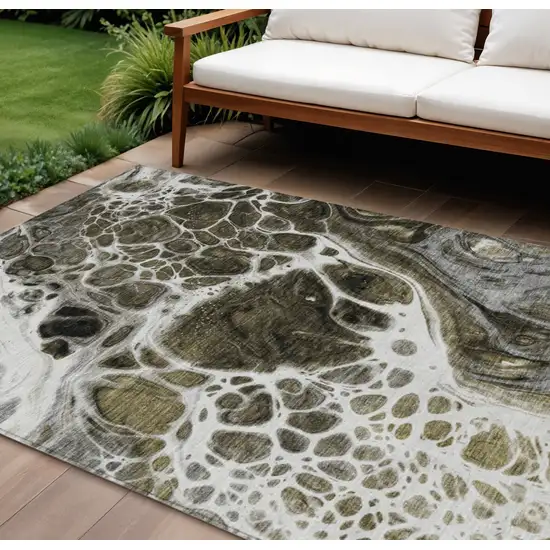 Chocolate Beige And Taupe Nautical Washable Indoor Outdoor Area Rug Photo 1