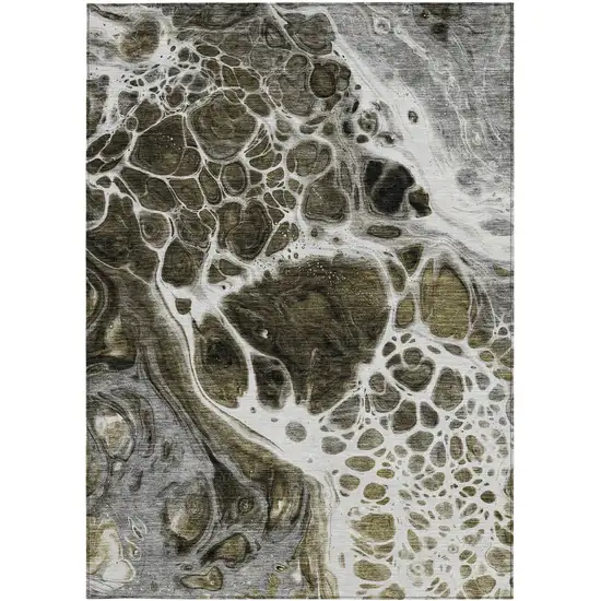 Chocolate Beige And Taupe Nautical Washable Indoor Outdoor Area Rug Photo 5