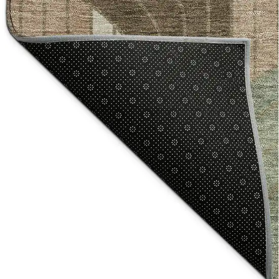 Chocolate Beige And Taupe Striped Washable Indoor Outdoor Area Rug Photo 9