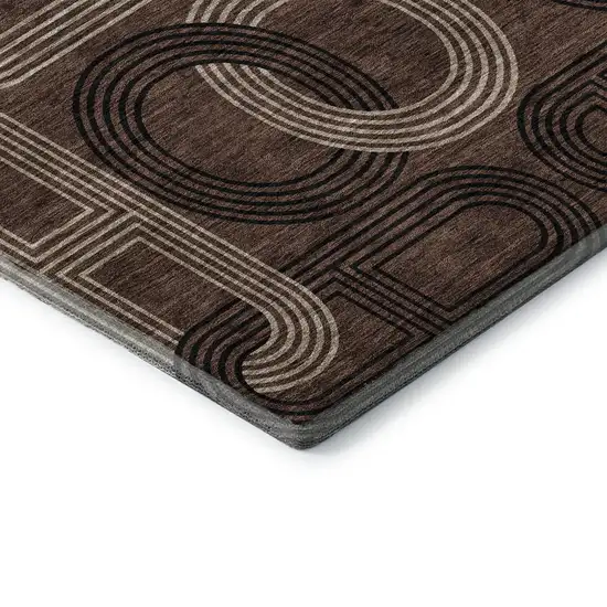 Chocolate Black And Beige Geometric Washable Area Rug With UV Protection Photo 7