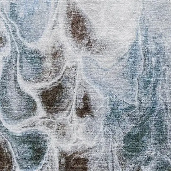 Chocolate Blue And Gray Abstract Washable Area Rug With UV Protection Photo 3