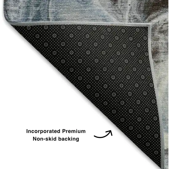 Chocolate Blue And Gray Abstract Washable Area Rug With UV Protection Photo 7