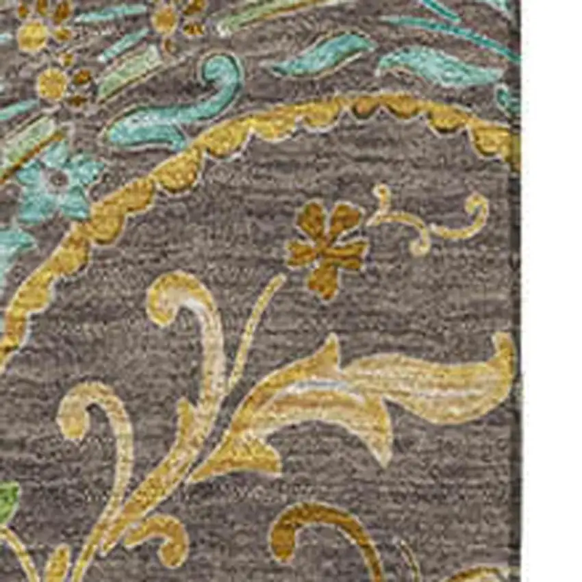 Chocolate Blue And Green Paisley Washable Area Rug With UV Protection Photo 3