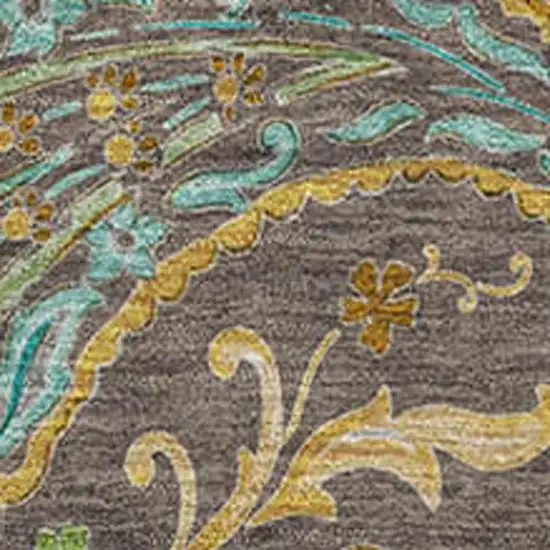 Chocolate Blue And Green Paisley Washable Area Rug With UV Protection Photo 3