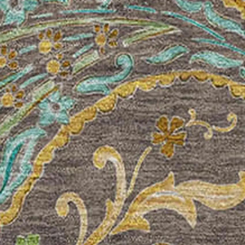 Chocolate Blue And Green Paisley Washable Area Rug With UV Protection Photo 3