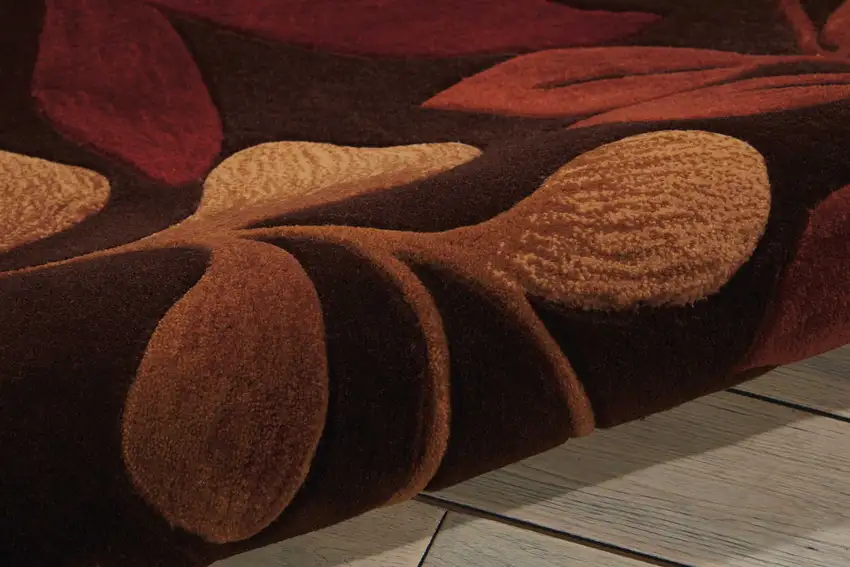 Chocolate Botanical Leaves Area Rug Photo 8
