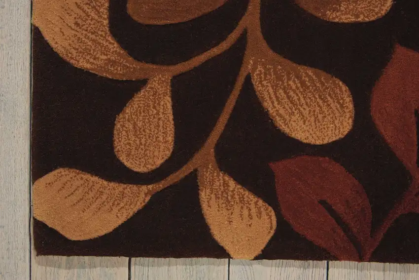 Chocolate Botanical Leaves Area Rug Photo 7
