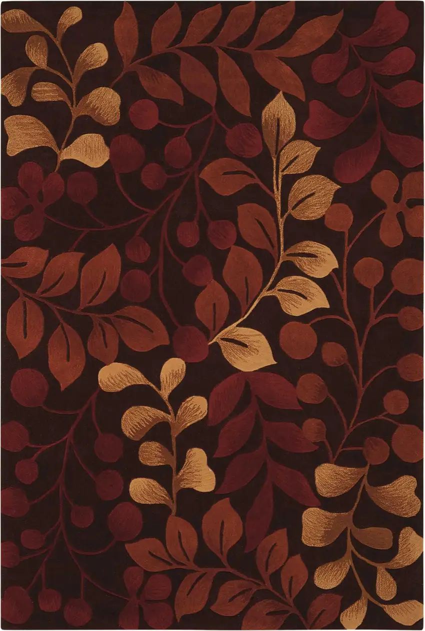 Chocolate Botanical Leaves Area Rug Photo 4