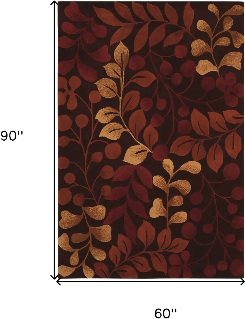 Chocolate Botanical Leaves Area Rug Photo 3
