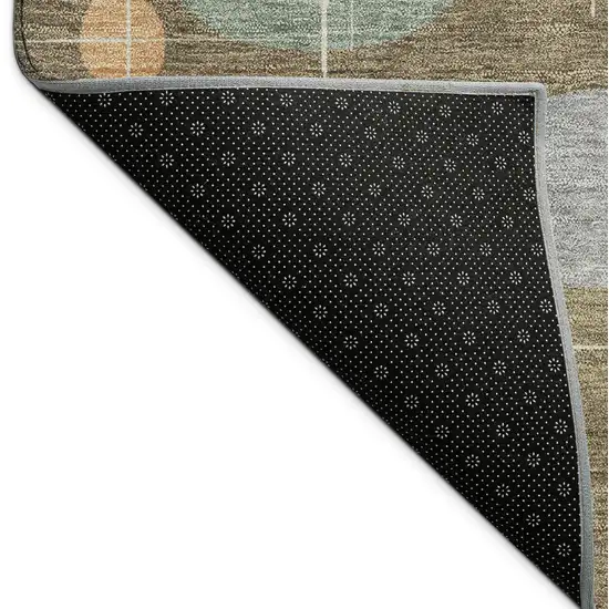 Chocolate Brown And Gray Geometric Washable Indoor Outdoor Area Rug Photo 9