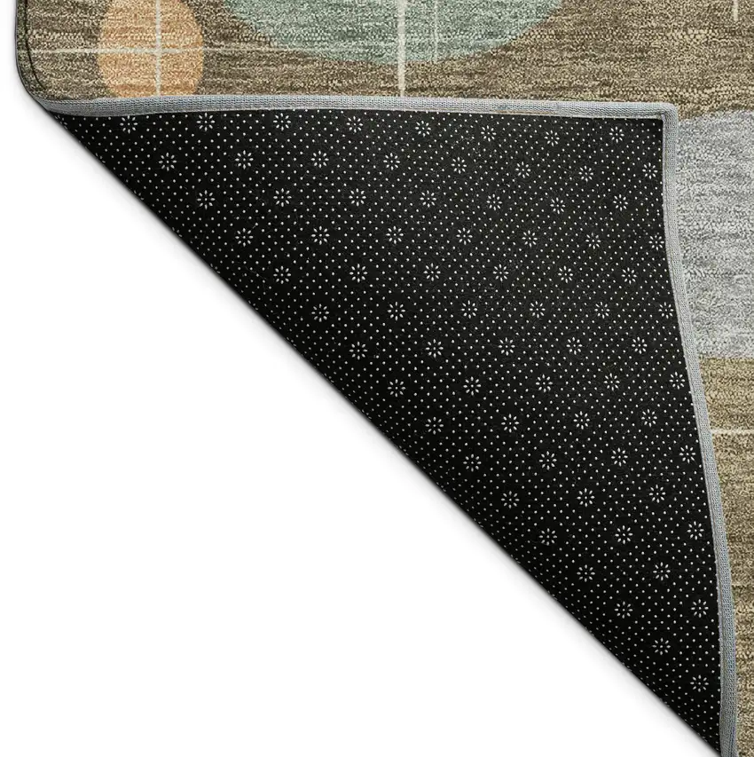 Chocolate Brown And Gray Geometric Washable Indoor Outdoor Area Rug Photo 9