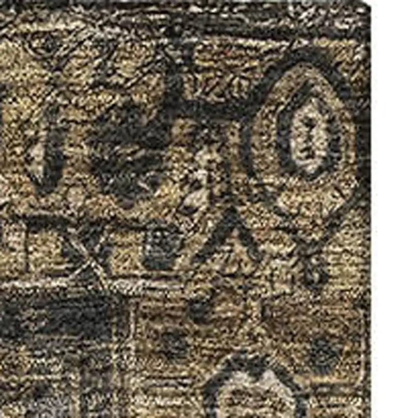 Chocolate Charcoal And Beige Oriental Washable Area Rug With UV Protection Photo 3