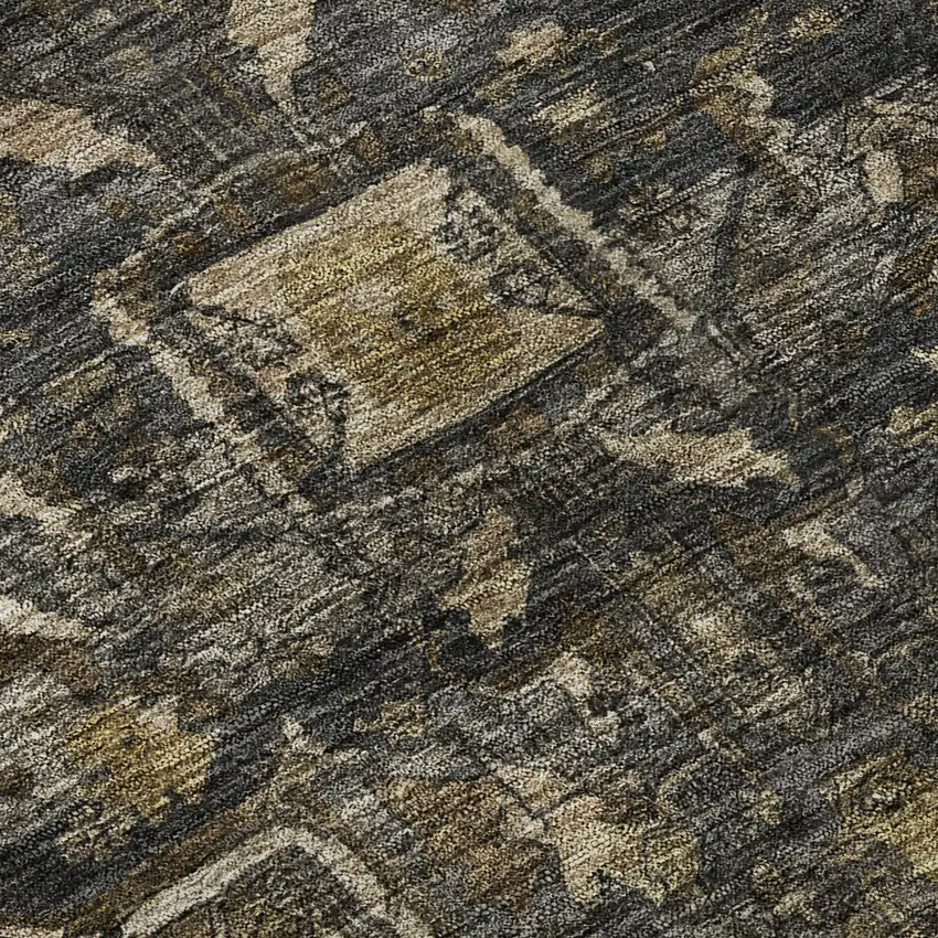 Chocolate Charcoal And Beige Oriental Washable Area Rug With UV Protection Photo 9