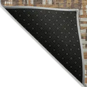 Photo of Chocolate Copper And Beige Abstract Washable Indoor Outdoor Area Rug