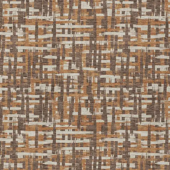 Chocolate Copper And Beige Abstract Washable Indoor Outdoor Area Rug Photo 5