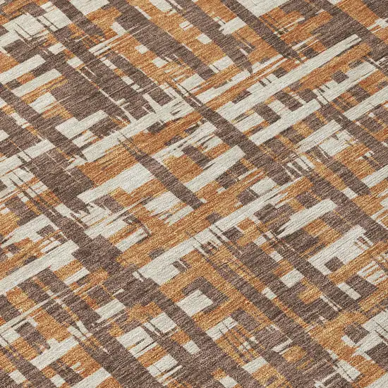 Chocolate Copper And Beige Abstract Washable Indoor Outdoor Area Rug Photo 4