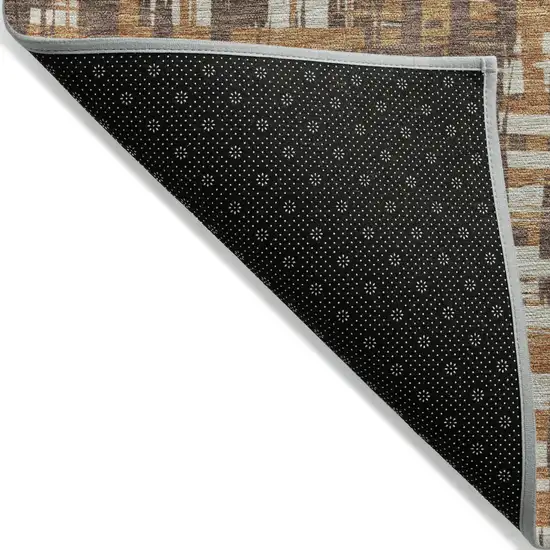 Chocolate Copper And Beige Abstract Washable Indoor Outdoor Area Rug Photo 7