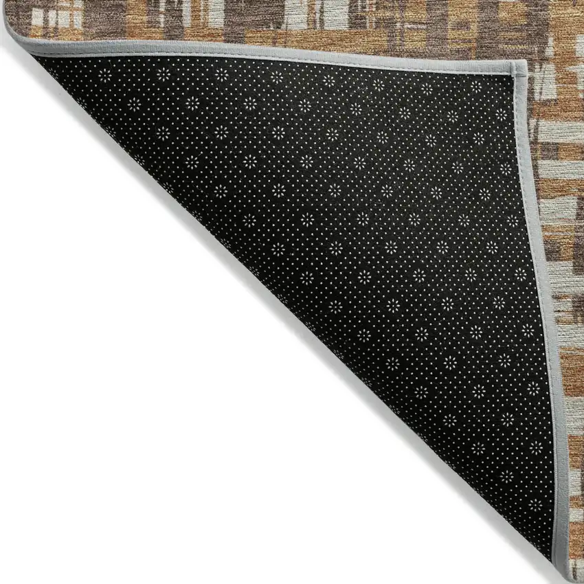 Chocolate Copper And Beige Abstract Washable Indoor Outdoor Area Rug Photo 7