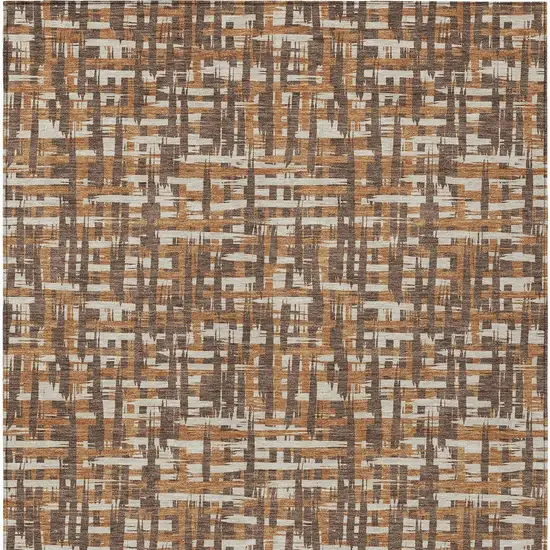 Chocolate Copper And Beige Abstract Washable Indoor Outdoor Area Rug Photo 5