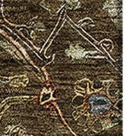 Chocolate Copper And Blue Oriental Washable Area Rug With UV Protection Photo 2