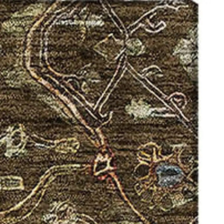 Chocolate Copper And Blue Oriental Washable Area Rug With UV Protection Photo 4