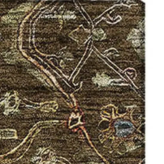 Chocolate Copper And Blue Oriental Washable Area Rug With UV Protection Photo 3