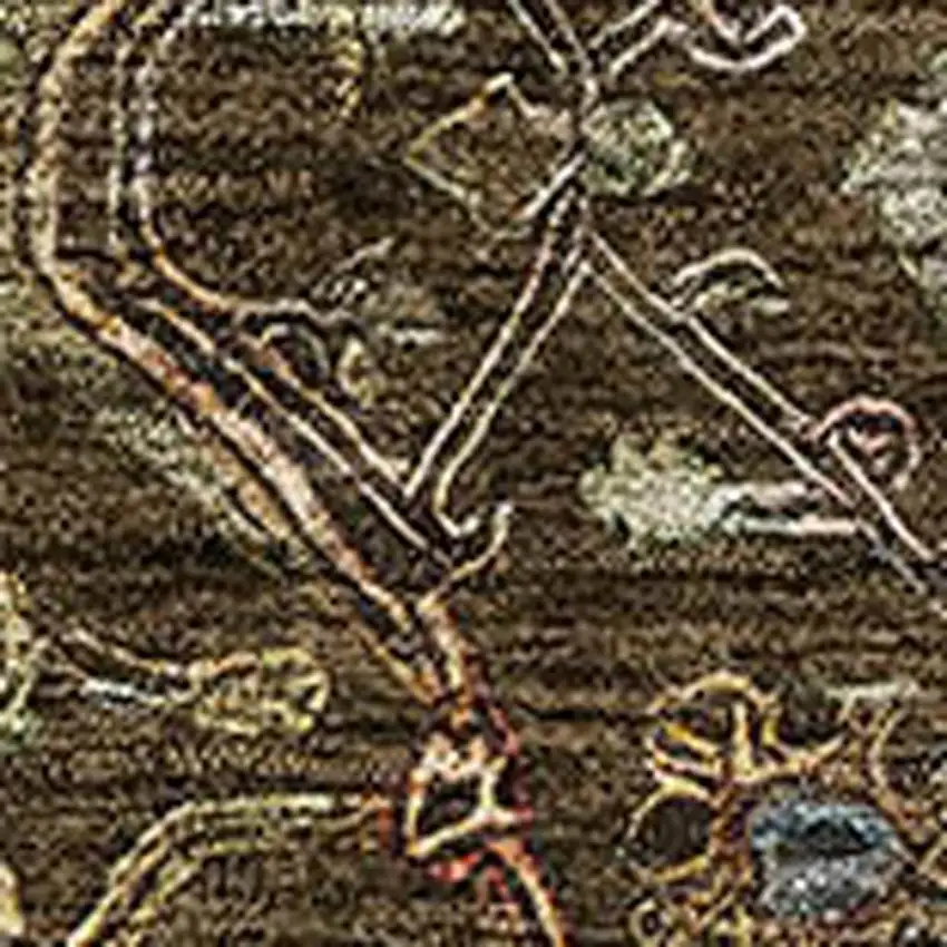 Chocolate Copper And Blue Oriental Washable Area Rug With UV Protection Photo 2