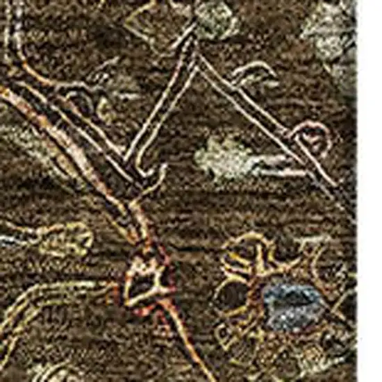 Chocolate Copper And Blue Oriental Washable Area Rug With UV Protection Photo 2