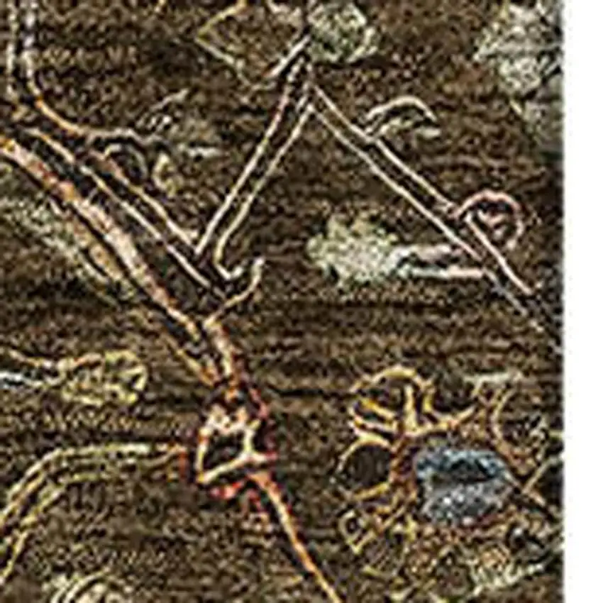 Chocolate Copper And Blue Oriental Washable Area Rug With UV Protection Photo 2