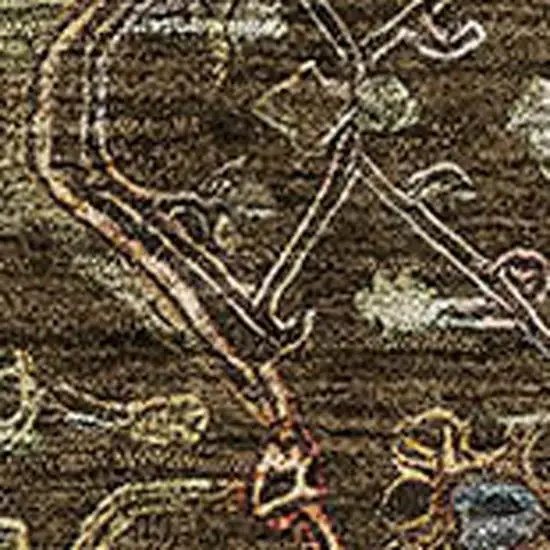 Chocolate Copper And Blue Oriental Washable Area Rug With UV Protection Photo 2