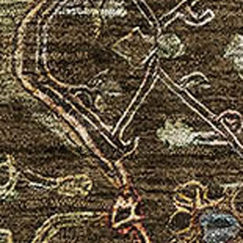 Chocolate Copper And Blue Oriental Washable Area Rug With UV Protection Photo 2