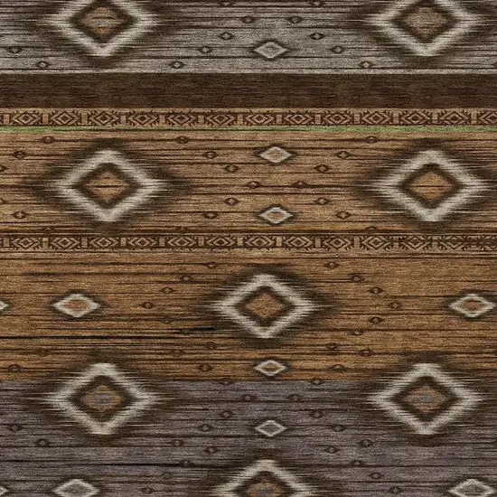 Chocolate Copper And Gray Tribal Washable Indoor Outdoor Area Rug Photo 4