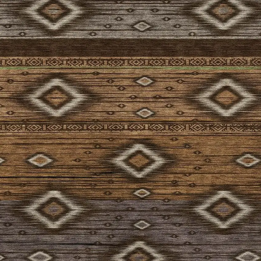 Chocolate Copper And Gray Tribal Washable Indoor Outdoor Area Rug Photo 4