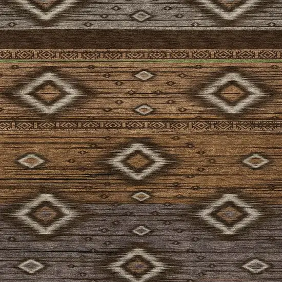 Chocolate Copper And Gray Tribal Washable Indoor Outdoor Area Rug Photo 4