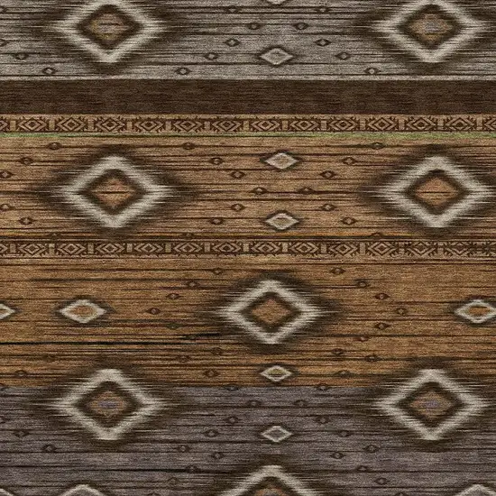 Chocolate Copper And Gray Tribal Washable Indoor Outdoor Area Rug Photo 4