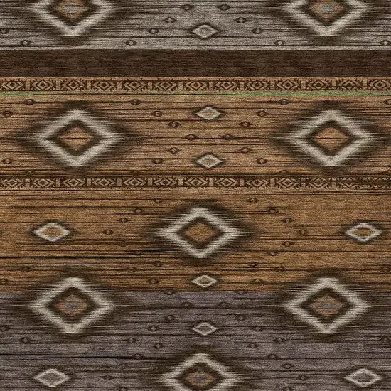 Chocolate Copper And Gray Tribal Washable Indoor Outdoor Area Rug Photo 4