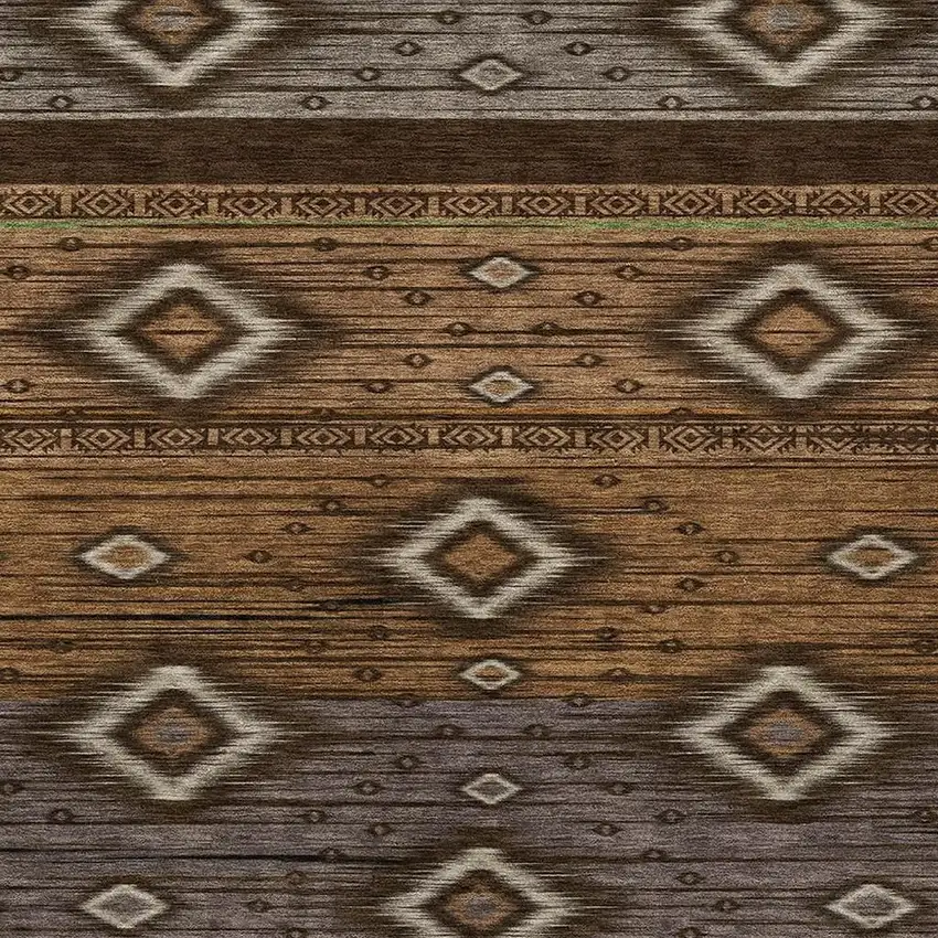 Chocolate Copper And Gray Tribal Washable Indoor Outdoor Area Rug Photo 4