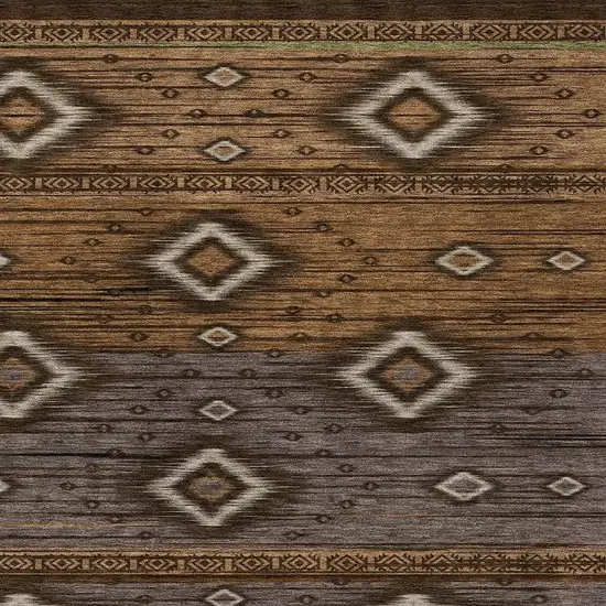 Chocolate Copper And Gray Tribal Washable Indoor Outdoor Area Rug Photo 7