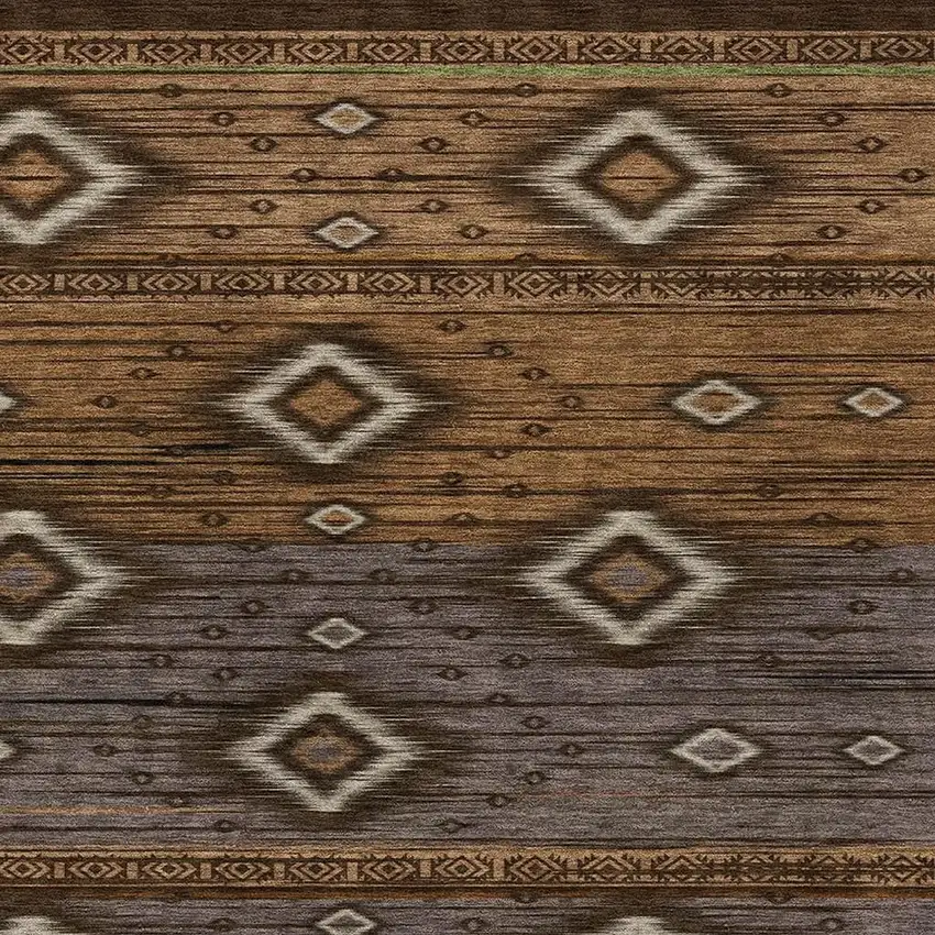 Chocolate Copper And Gray Tribal Washable Indoor Outdoor Area Rug Photo 7