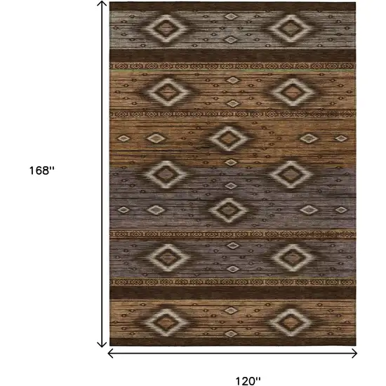 Chocolate Copper And Gray Tribal Washable Indoor Outdoor Area Rug Photo 8