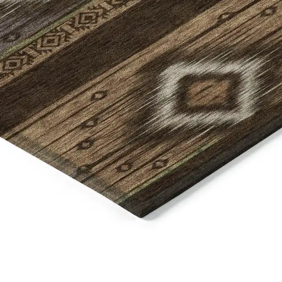 Chocolate Copper And Gray Tribal Washable Indoor Outdoor Area Rug Photo 6