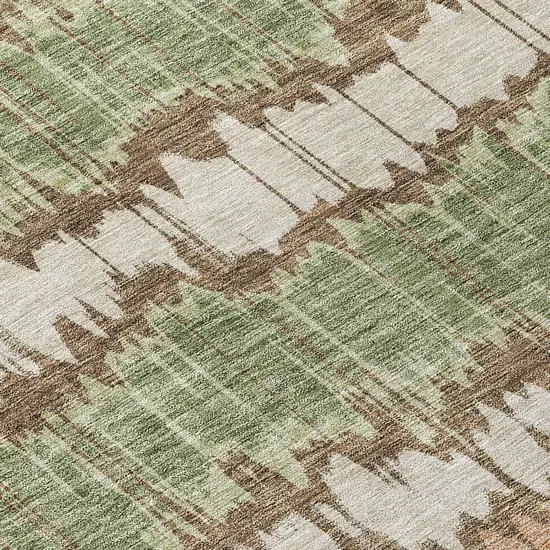 Chocolate Copper And Green Striped Washable Indoor Outdoor Area Rug Photo 4