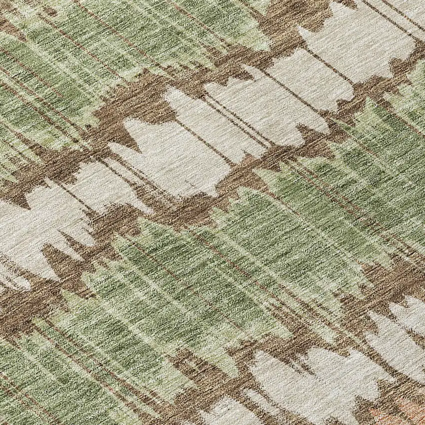 Chocolate Copper And Green Striped Washable Indoor Outdoor Area Rug Photo 4